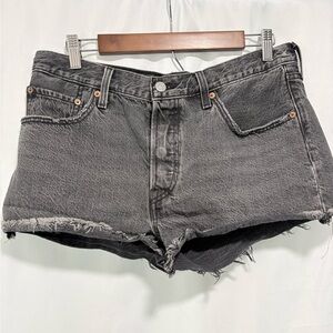 Levi’s 501 Black Distressed Cutoff Shorts High Rise 32 Waist